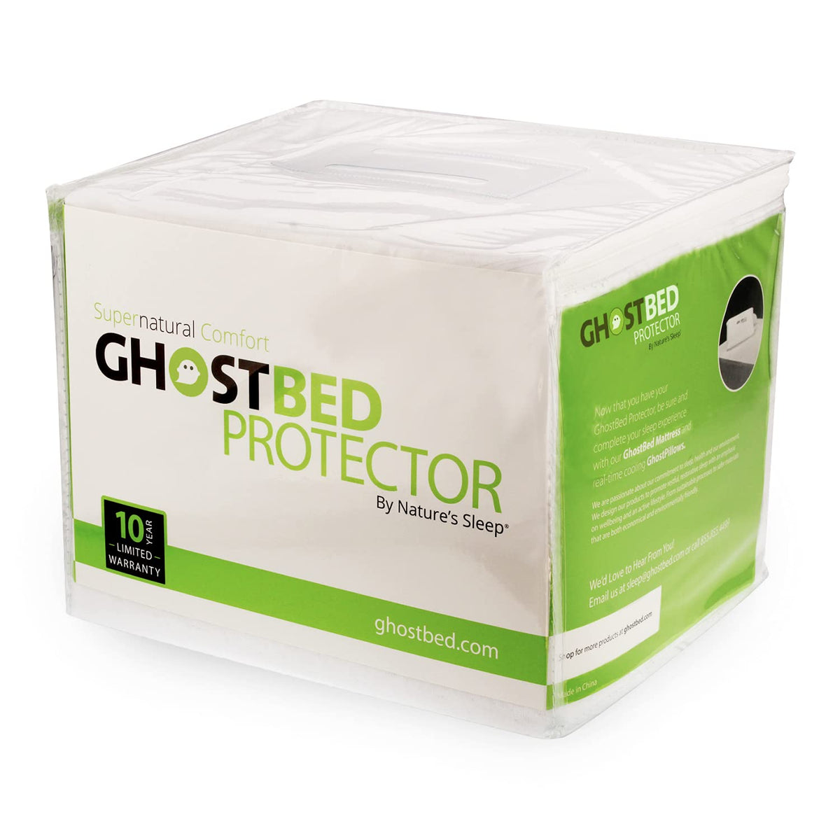 Ghostbed Waterproof Mattress Protector & Cover - Noiseless, Lightweight, Breathable & Plastic-Free - King White