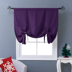 NICETOWN Thermal Insulated Blackout Curtain - Tie Up Shade Drape for Narrow Window/Kitchen/Halloween Present (Royal Purple, Rod 