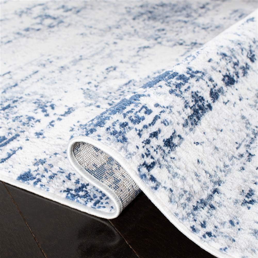 Safavieh Amelia Collection Area Rug - 8' X 10', Ivory & Navy, Modern Abstract Design, Non-Shedding & Easy Care, Ideal For High T