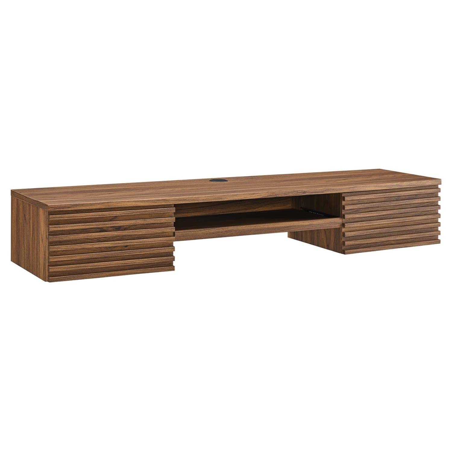 Modway Render Wall Mount Particleboard And Wood Office Desk In Walnut