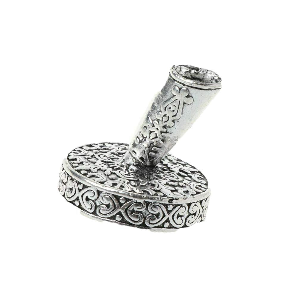 Acxico 1Pcs Vintage Round Metal Insertion Pen Holder Feather Quill Dip Pens Base For School Office Supplies Student Gift