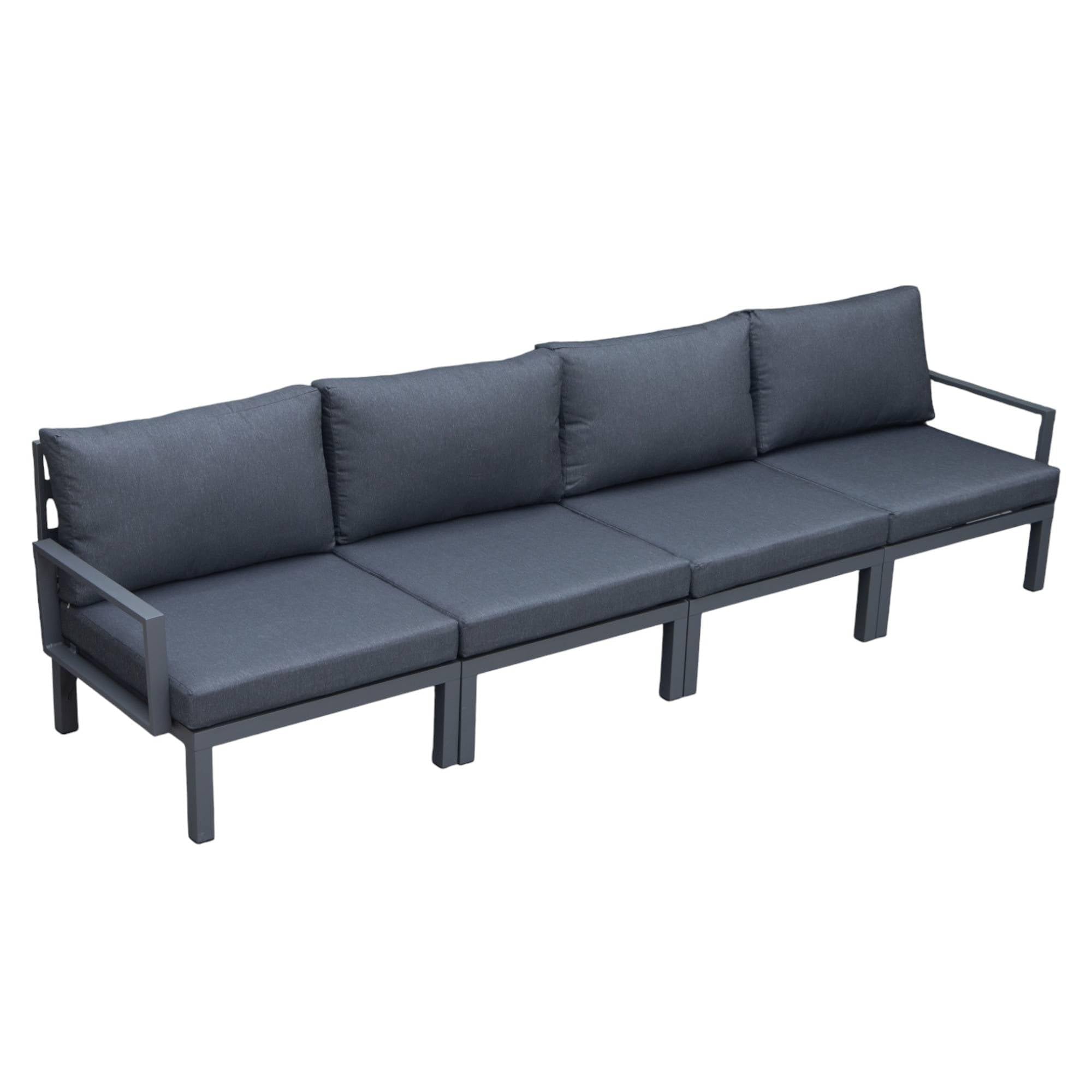 Hamilton Aluminum Patio 4-Seater Sofa With Cushions in Black