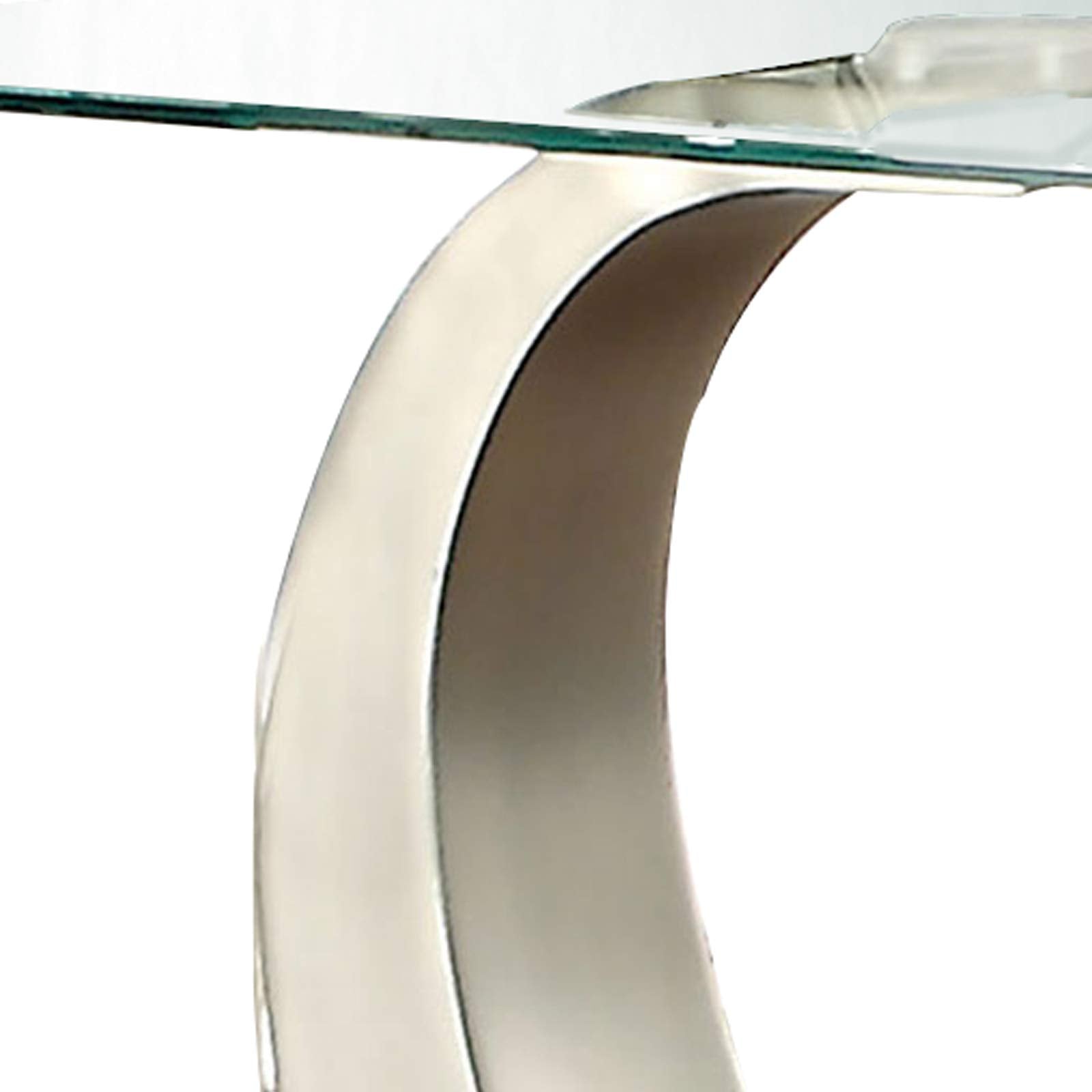 Benjara Glass Top End Table with Curved Pedestal Base, Black and Gray