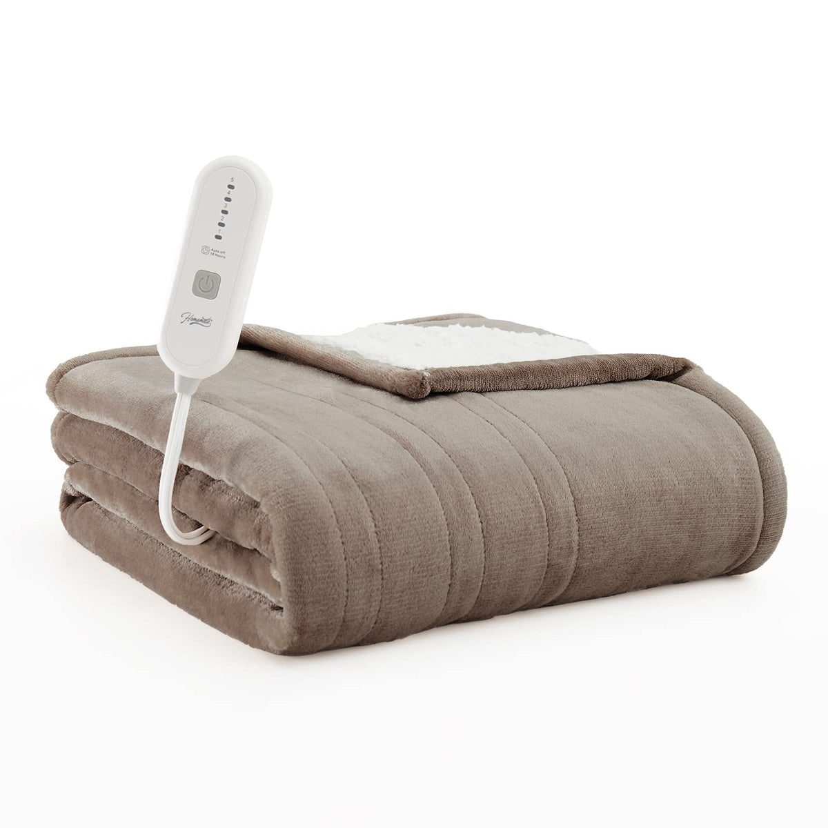 Homemate Heated Blanket Electric Throw - 50'X60' Heating Blanket Throw 4 Hours Auto-Off 5 Heat Levels Heat Blanket Over-Heat P