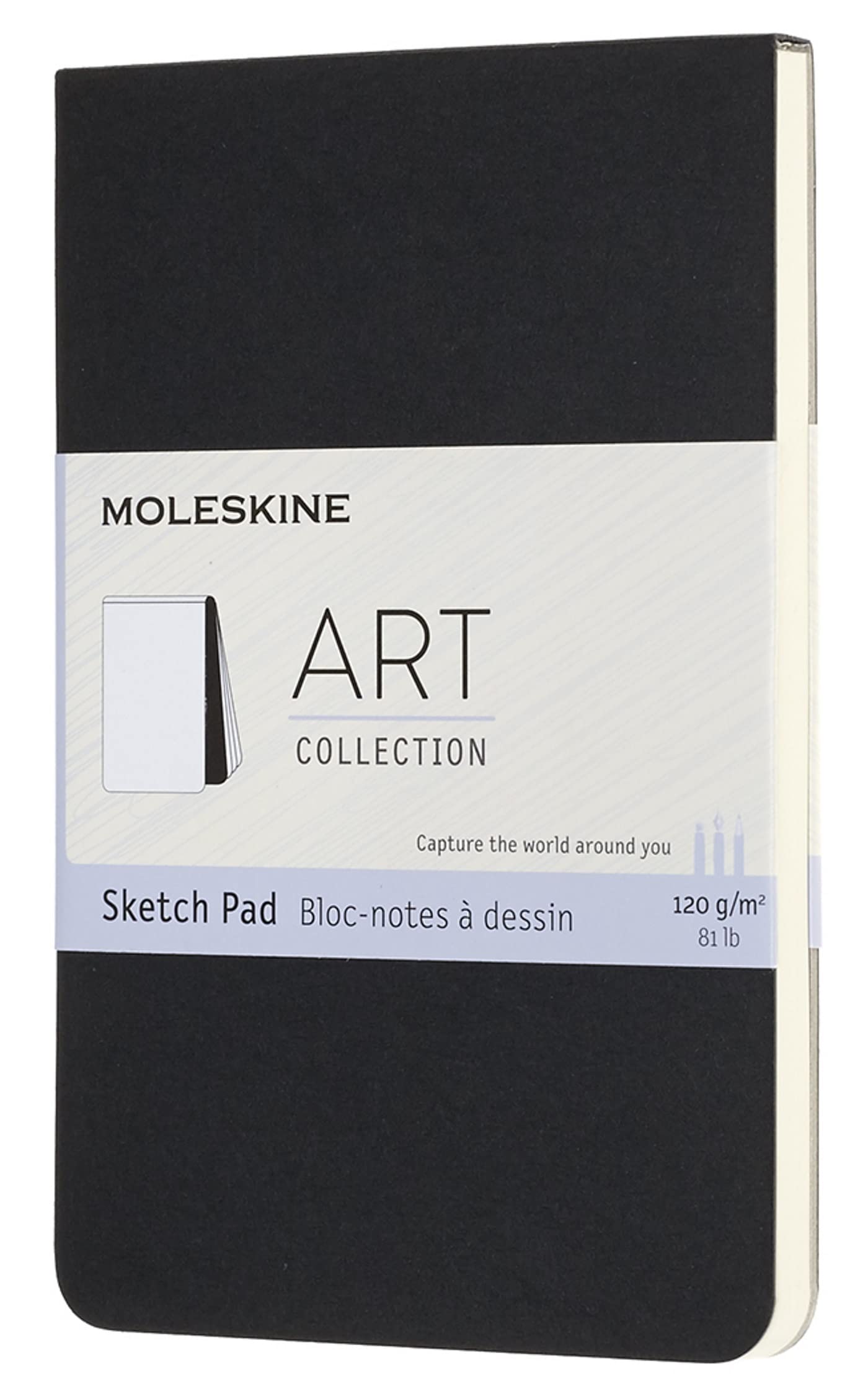 Moleskine Art Sketch Pad, Soft Cover, Pocket (3.5' X 5.5') Plain/Blank, Black, 48 Pages