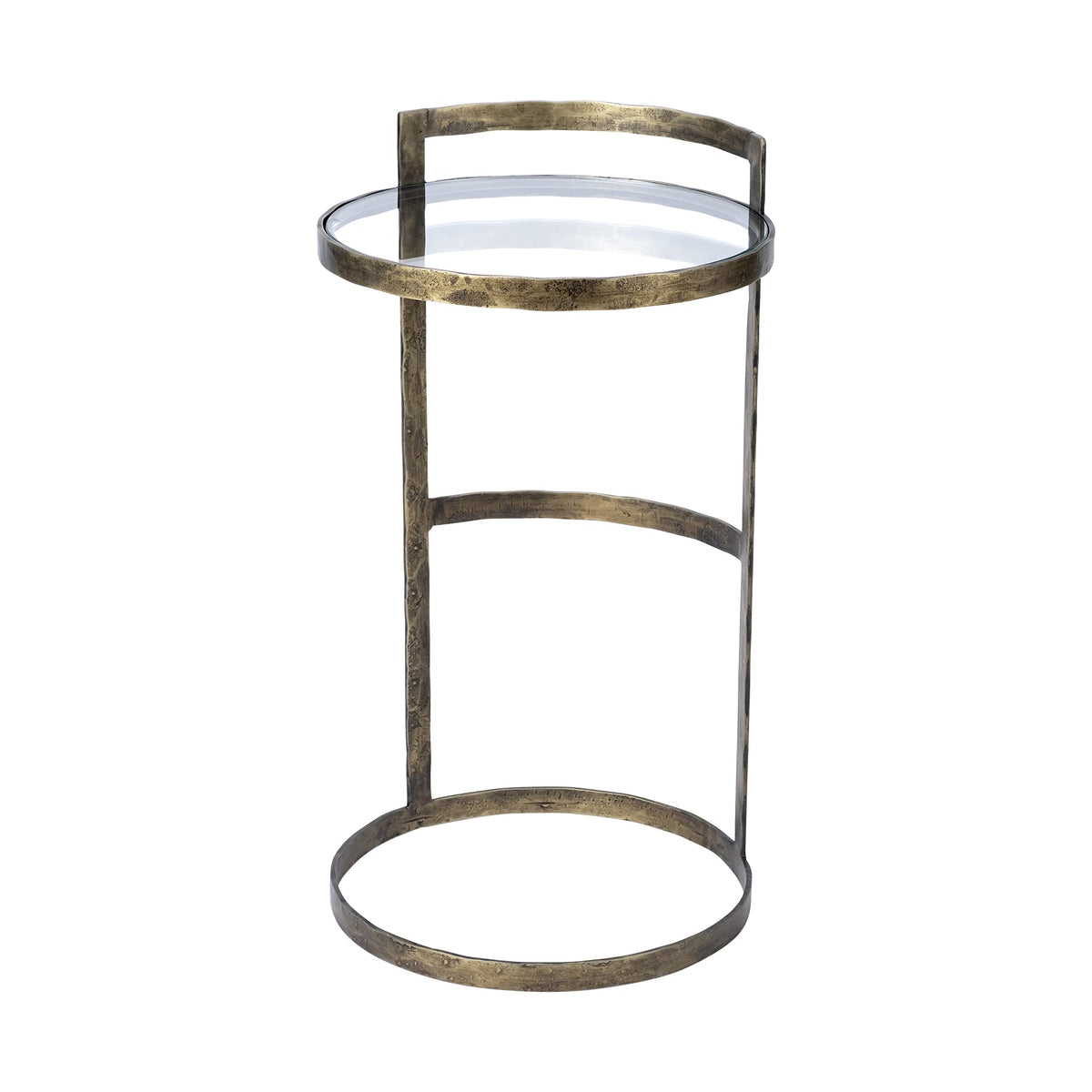 HomeRoots Round Glass Top Accent Table with Gold Metal Frame