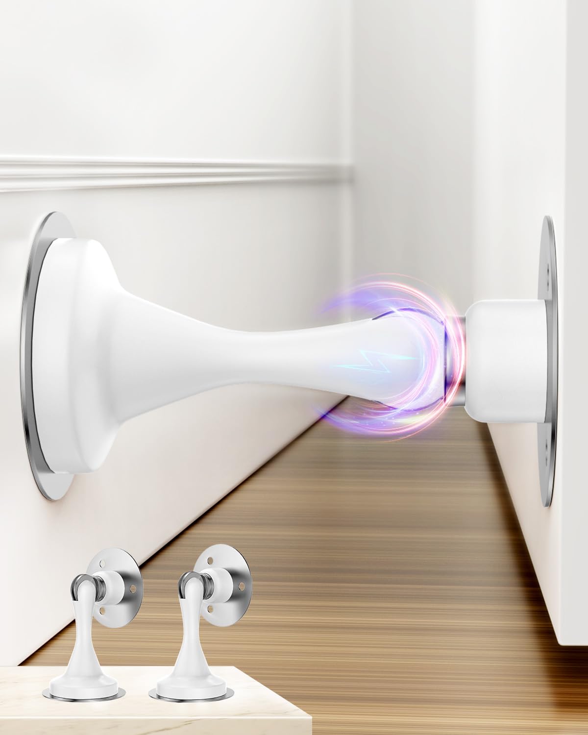 Magnetic Door Stoppers Door Catch - 2 Pack Stainless Steel Heavy Duty Door Stops For Bottom Of Door, Wall & Floor Mounting No-Dr