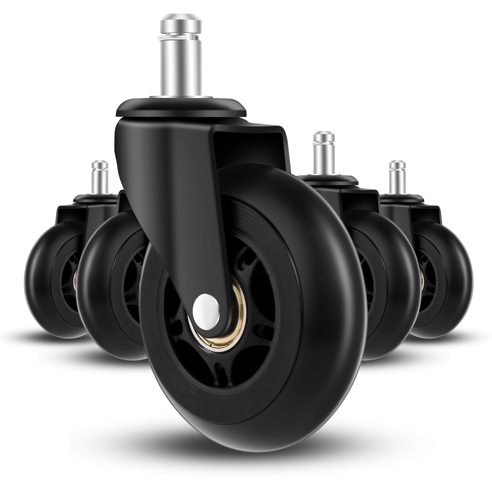 W B D Weibida Office Chair Wheels Replacement, 3 Inch Heavy Duty Pu Chair Casters Replacement, Gaming, Computer, Desk Chair Whee