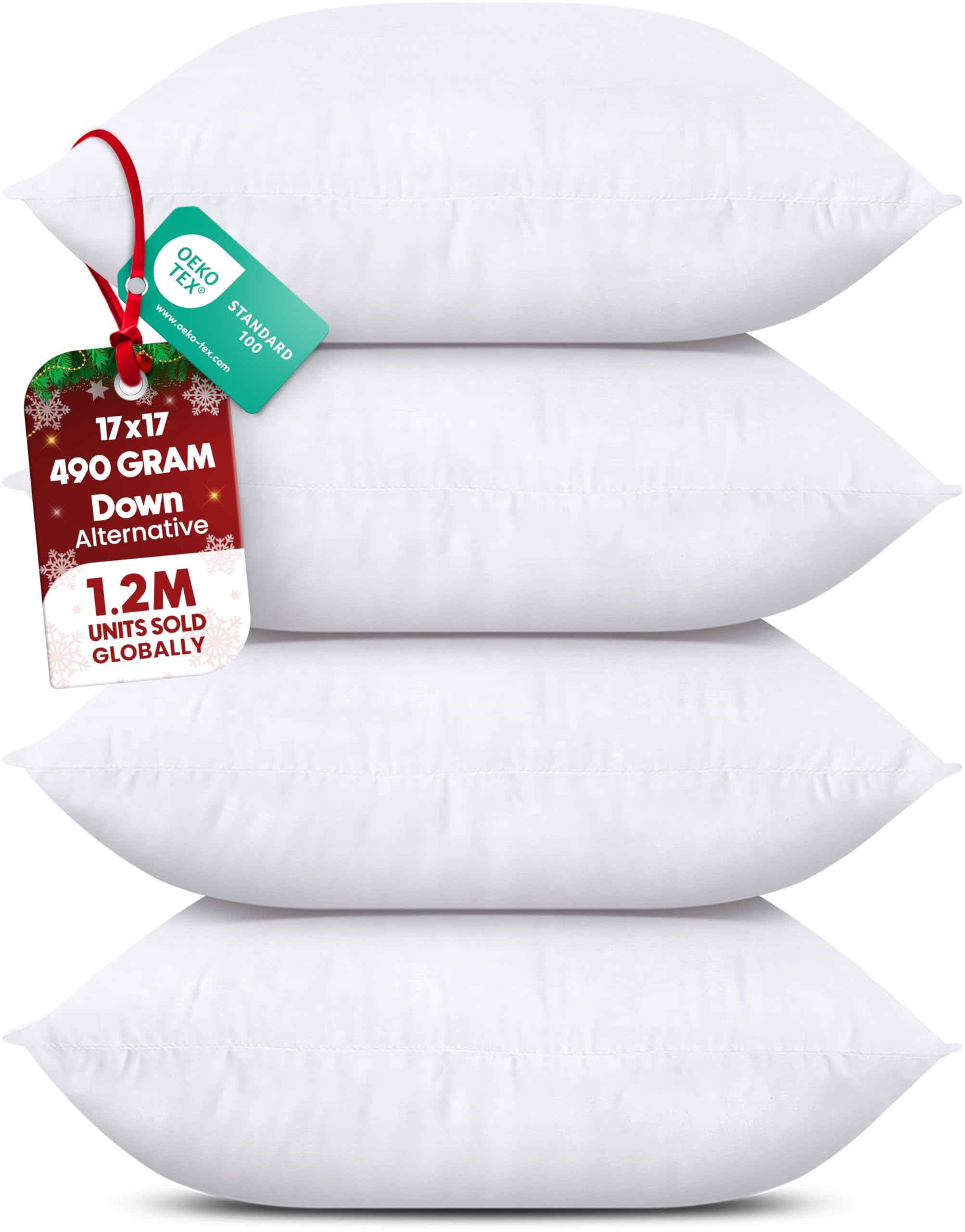 Utopia Bedding Throw Pillows (Set Of 4, White), 17 X 17 Inches Pillows For Sofa, Bed And Couch Decorative Stuffer Pillows