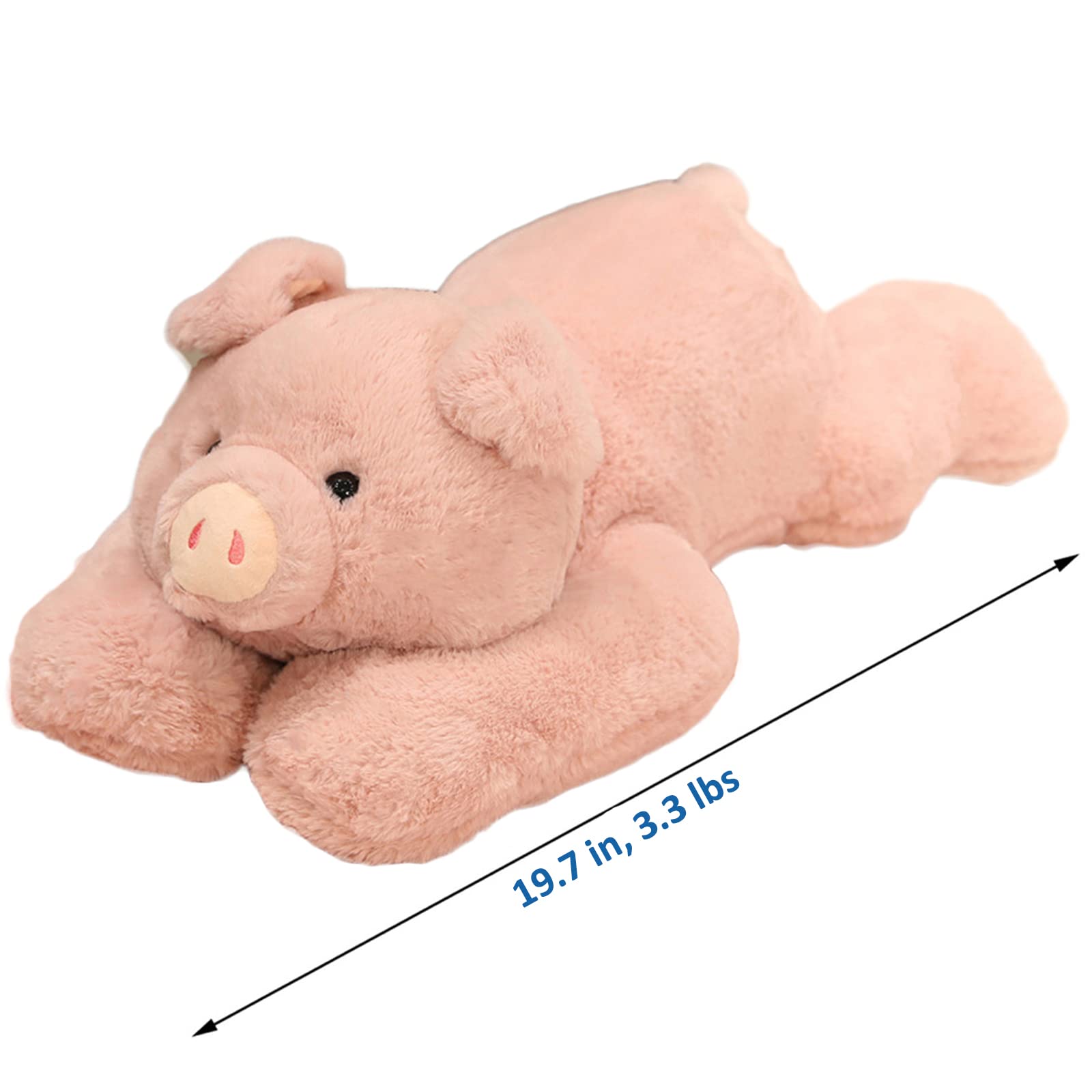Hronsa Weighted Stuffed Animals, 19.7In 3.3Lbs Weighted Pig Stuffed Animal Toy Cute Pink Pig Plush Pillow For Adults Boys Girls
