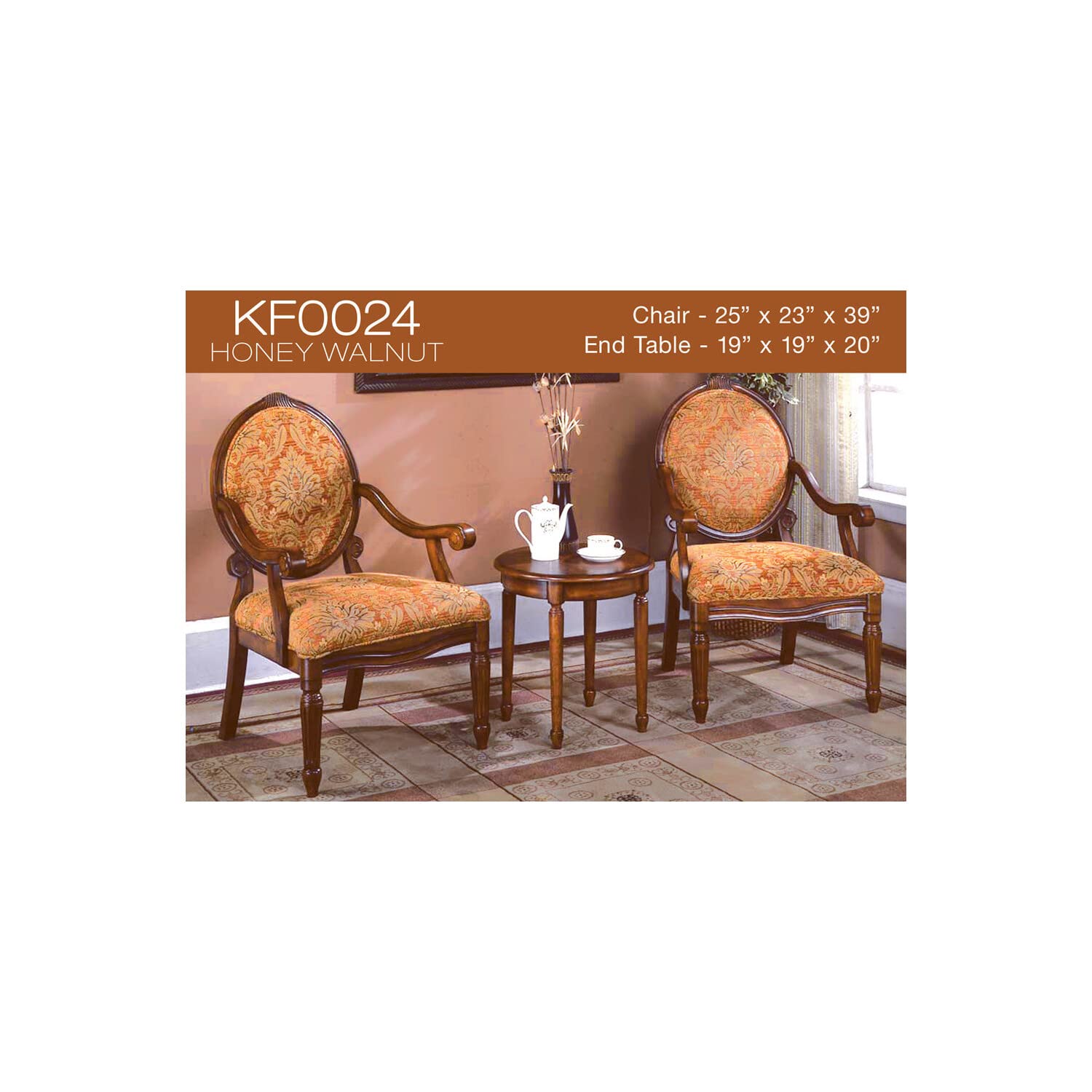 Best Master Furniture Miranda Traditional Living Room Accent Chair & Table Set,