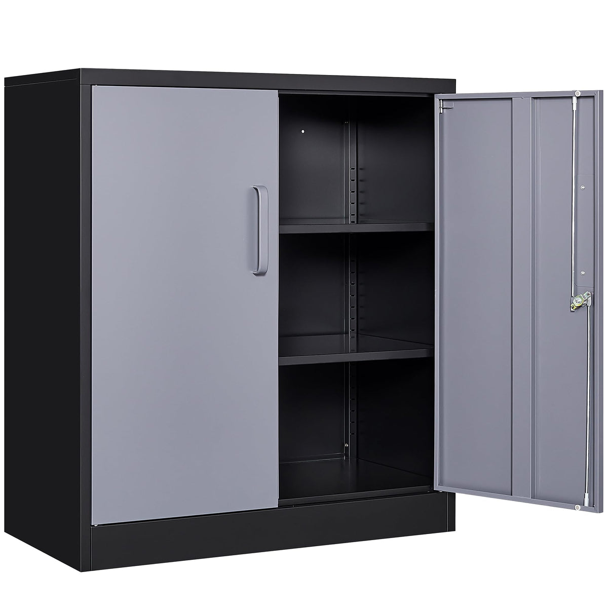 SISESOL Storage Cabinet with Doors and Shelves,Metal Storage Cabinet with Locking Doors,Small Metal Cabinet with Lock,Gray Garag