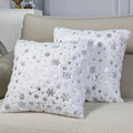 Toypopor Snowflakes Glitter Printed Christmas Pillow Covers 18' X 18' Set Of 2, Soft Faux Fur Throw Pillow Covers For Holiday