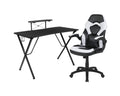 Flash Furniture Black Gaming Desk And White/Black Racing Chair Set With Cup Holder, Headphone Hook, And Monitor/Smartphone Stand