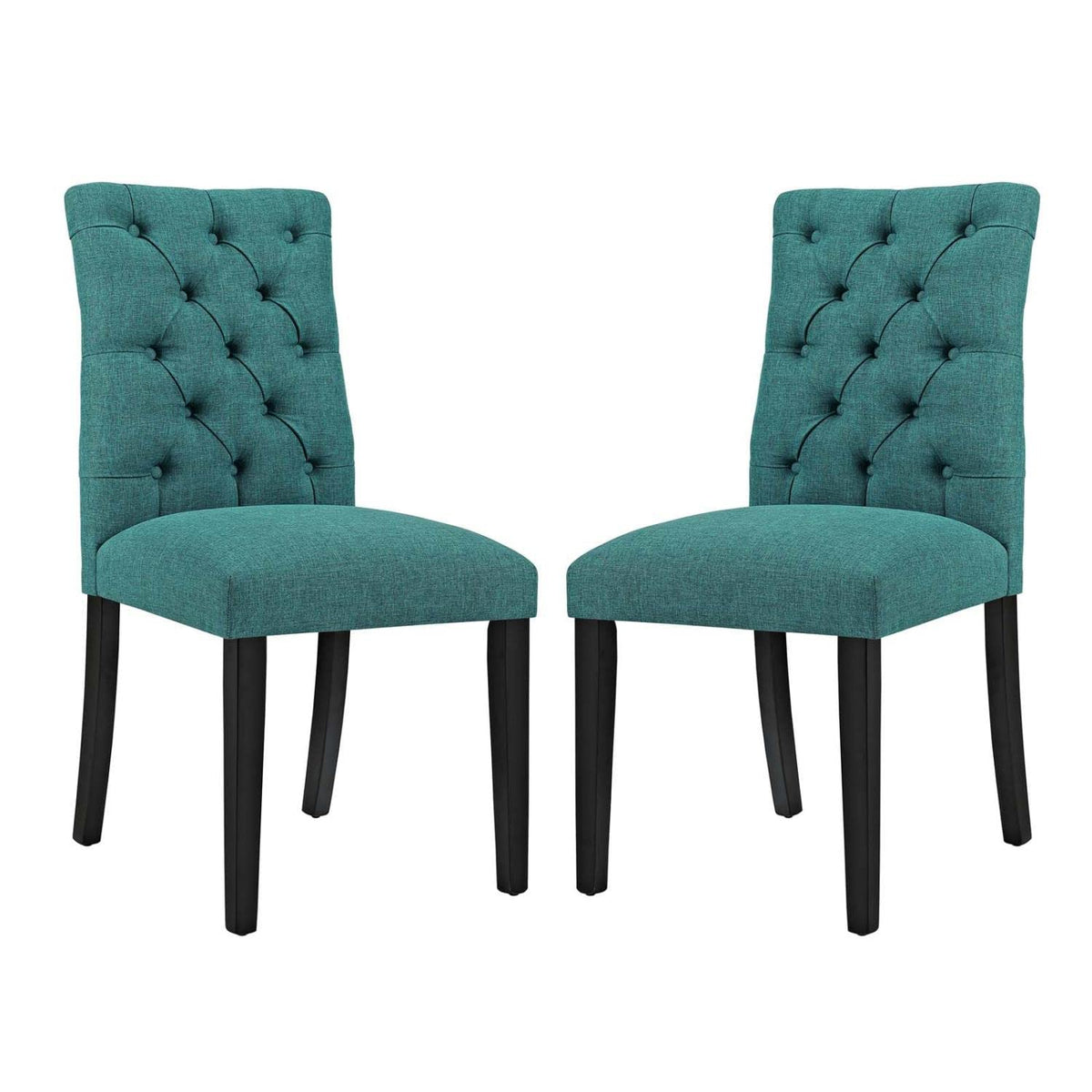 Modway Duchess Modern Tufted Button Upholstered Fabric Parsons Four Dining Chairs In Teal
