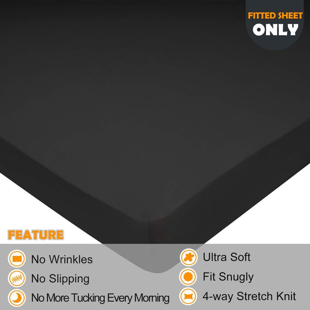 Stretch Queen Size Fitted Sheet Only - 4-Way Stretchy Jersey Knit, Cozy T-Shirt Soft, Wrinkle Free, Snug Fit & Stay In Place, No