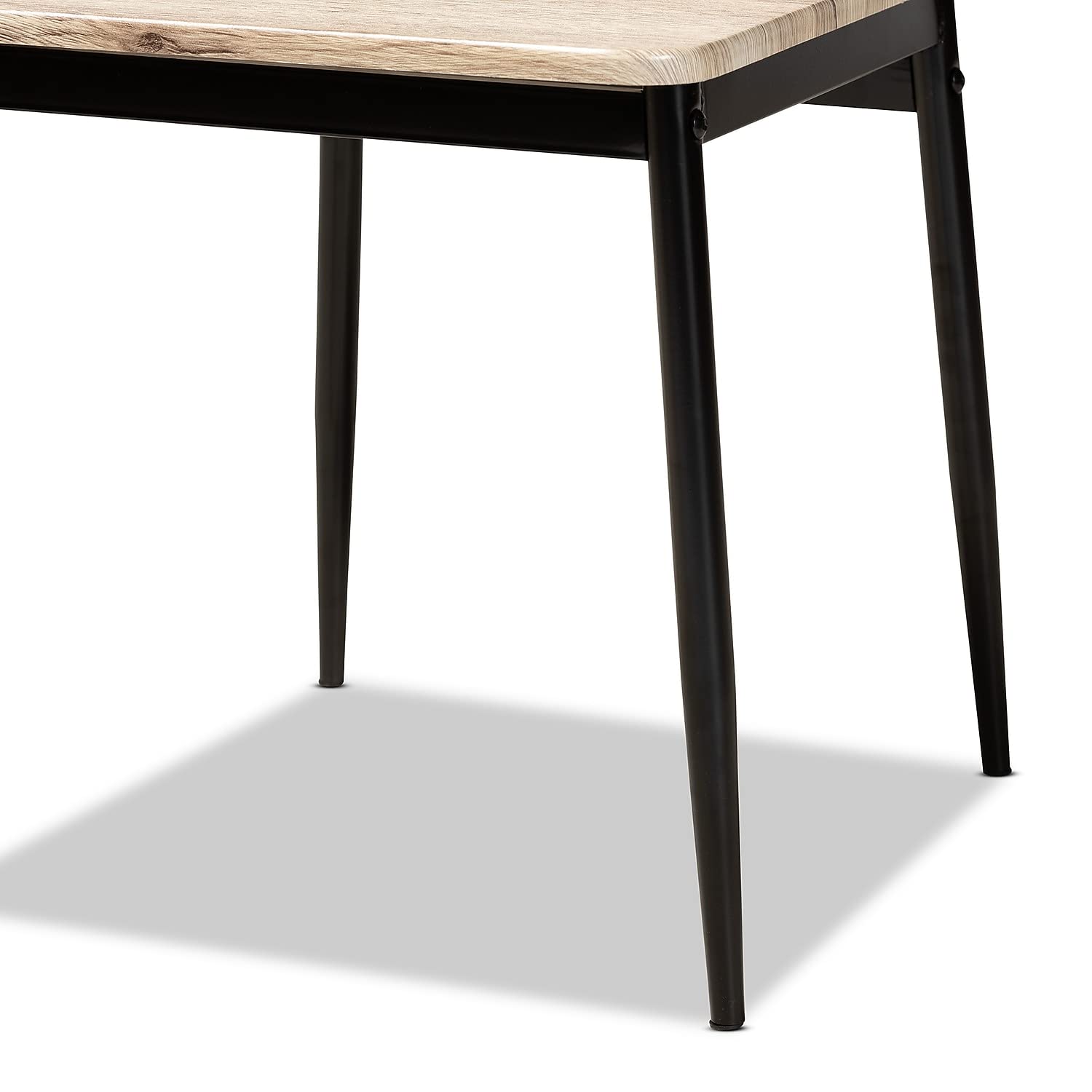 Baxton Studio Honore Mid-Century Modern Light Brown Finished Wood and Black Metal 4-Piece Dining Chair Set