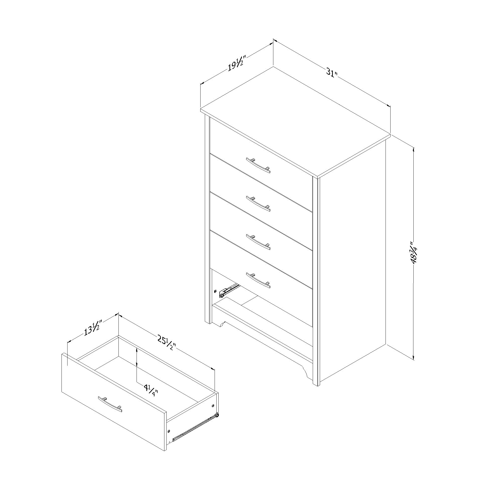 South Shore Fusion 5-Drawer Chest, Bleached Oak