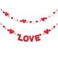 Lumina Garden 2pcs Valentine Garland Felt 3D Heart Ball Pompom Garland Red White Pom Pom Banner 6.5ft Valentine Heart Hanging Ba