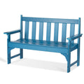 Nalone Outdoor Bench, Hdpe All Weather Patio Bench Load Up To 800 Lbs, 2-Person Garden Bench Rot-Proof Fade Proof For Patio, Porch, And Park (Blue)