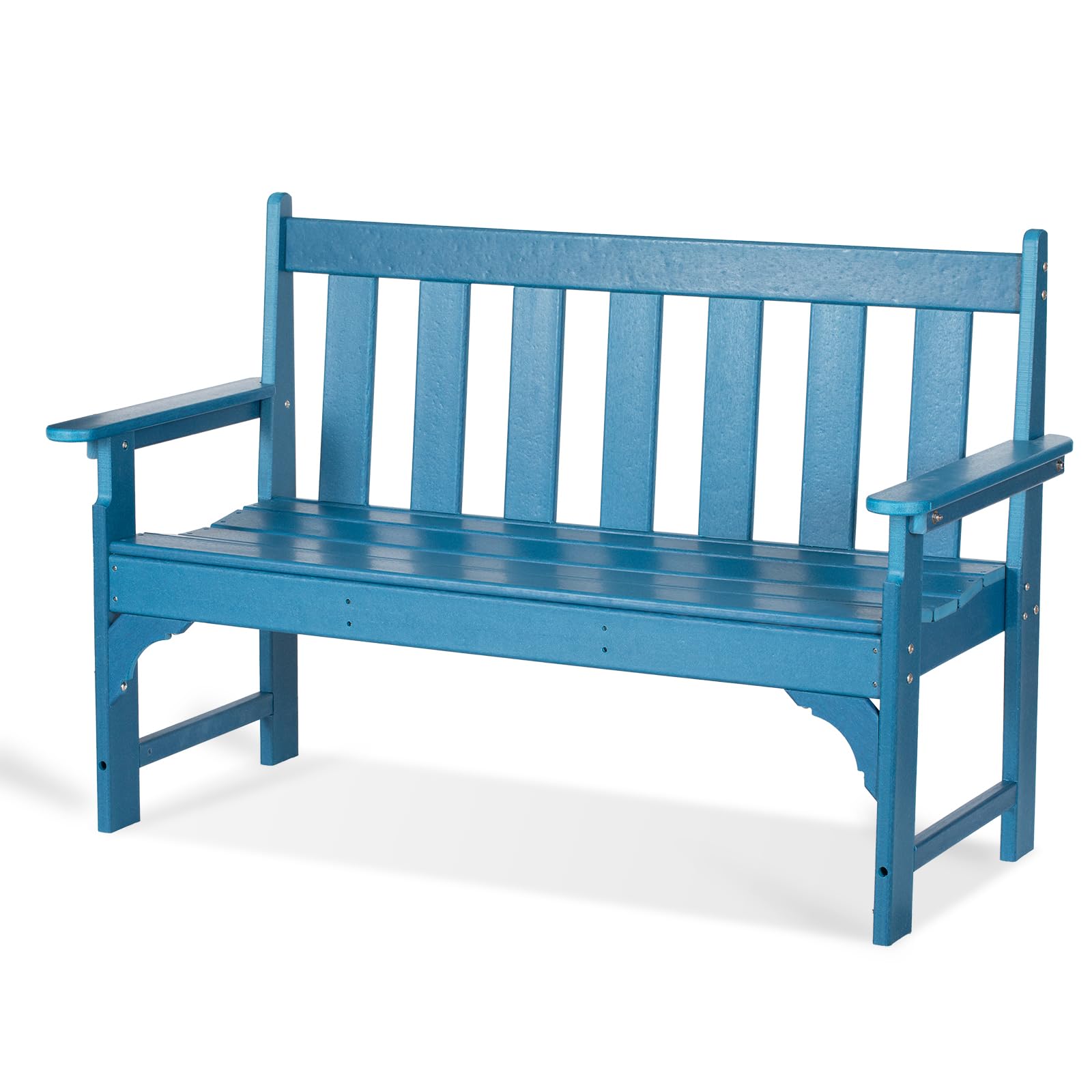 Nalone Outdoor Bench, Hdpe All Weather Patio Bench Load Up To 800 Lbs, 2-Person Garden Bench Rot-Proof Fade Proof For Patio, Porch, And Park (Blue)