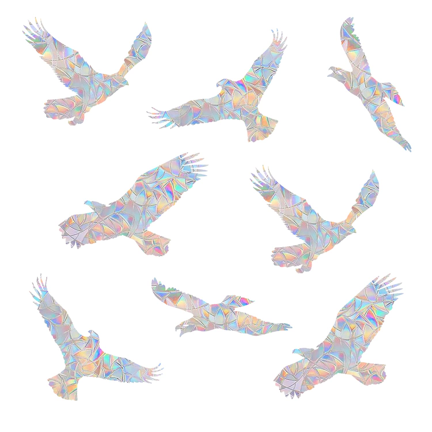 Eagle Anti-Collision Window Clings - Glass Reminder Prism Decals - Avoid Birds Strikes for Windows and Glass Doors, 24 Pieces