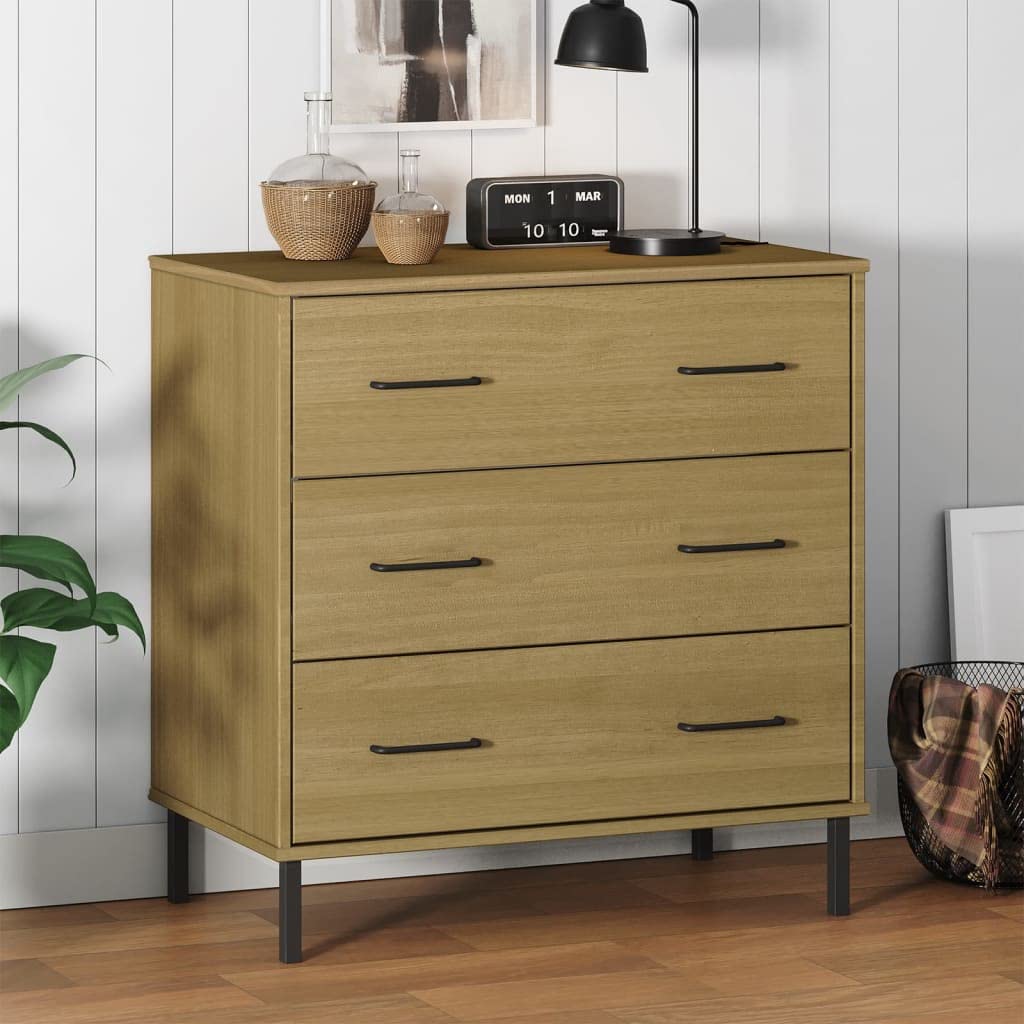 Revera Sideboard 3 Drawers Brown 77X40X79 Cm Solid Wood Oslo