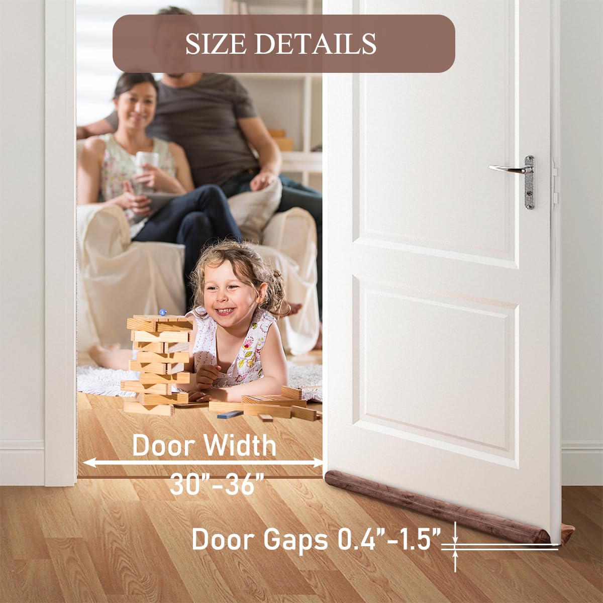 Gdhomm Door Draft Stopper, Door Sweep, Weather Stripping Door Seal Strip Household Products, Door Air Blocker, Light Blocker, No