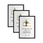 LYYYXGYP A4 Black Wood Picture Frame 3 Pack 21x30cm Solid Wood Photo Frame Certificate Frame with Plexiglass for Wall Hanging or