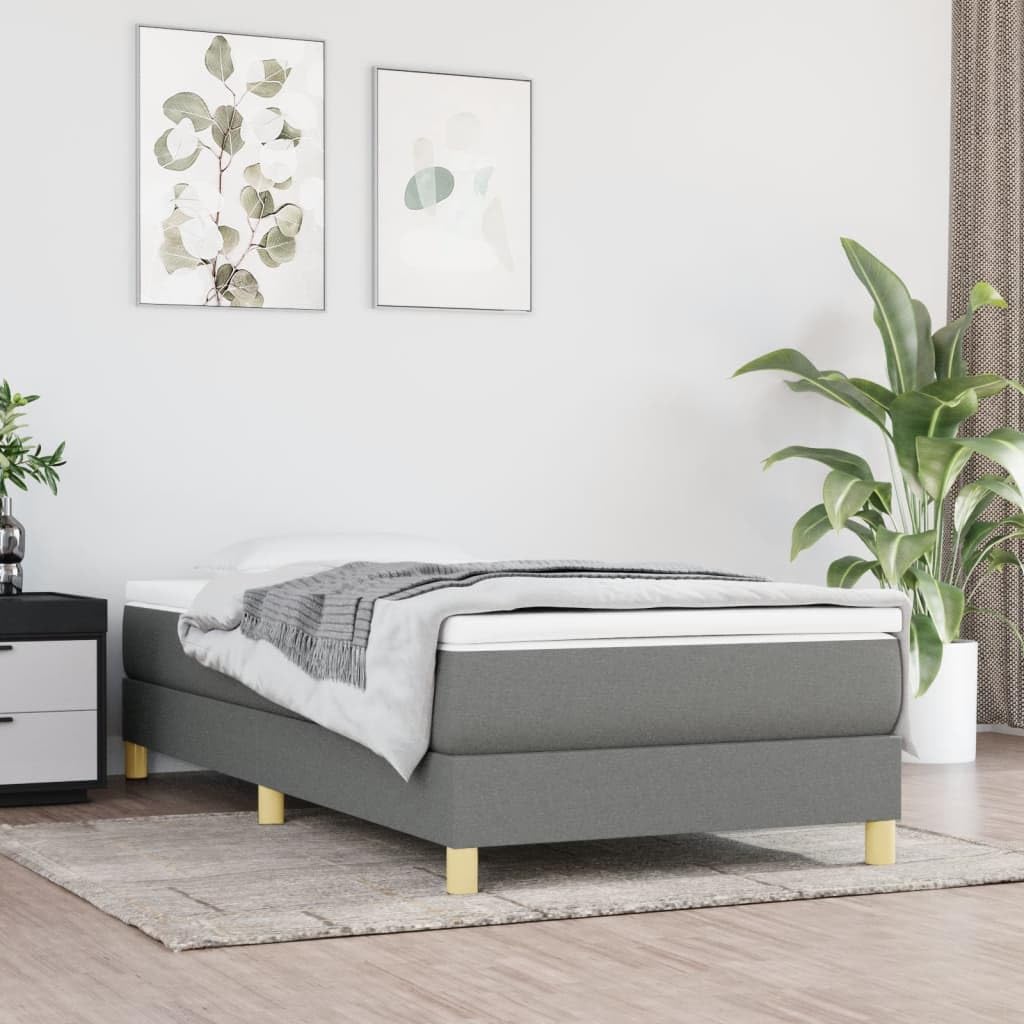 vidaXL Modern Twin XL Bed Frame in Dark Gray - Sturdy and Comfortable with Plywood Slats for Uniform Support and Easy Assembly