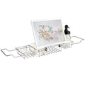 HOMEE Bathtub Tray - Stainless Steel Shower Caddy Tray with Removable Book Holder, European Style Extendable Bathtub Caddy Tray 