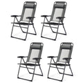Giantex Set Of 4 Patio Dining Chairs, Folding Lounge Chairs With 7 Level Adjustable Backrest, Headrest, 300 Lbs Capacity, Outdoor Portable Chairs With Metal Frame (4, Gray)