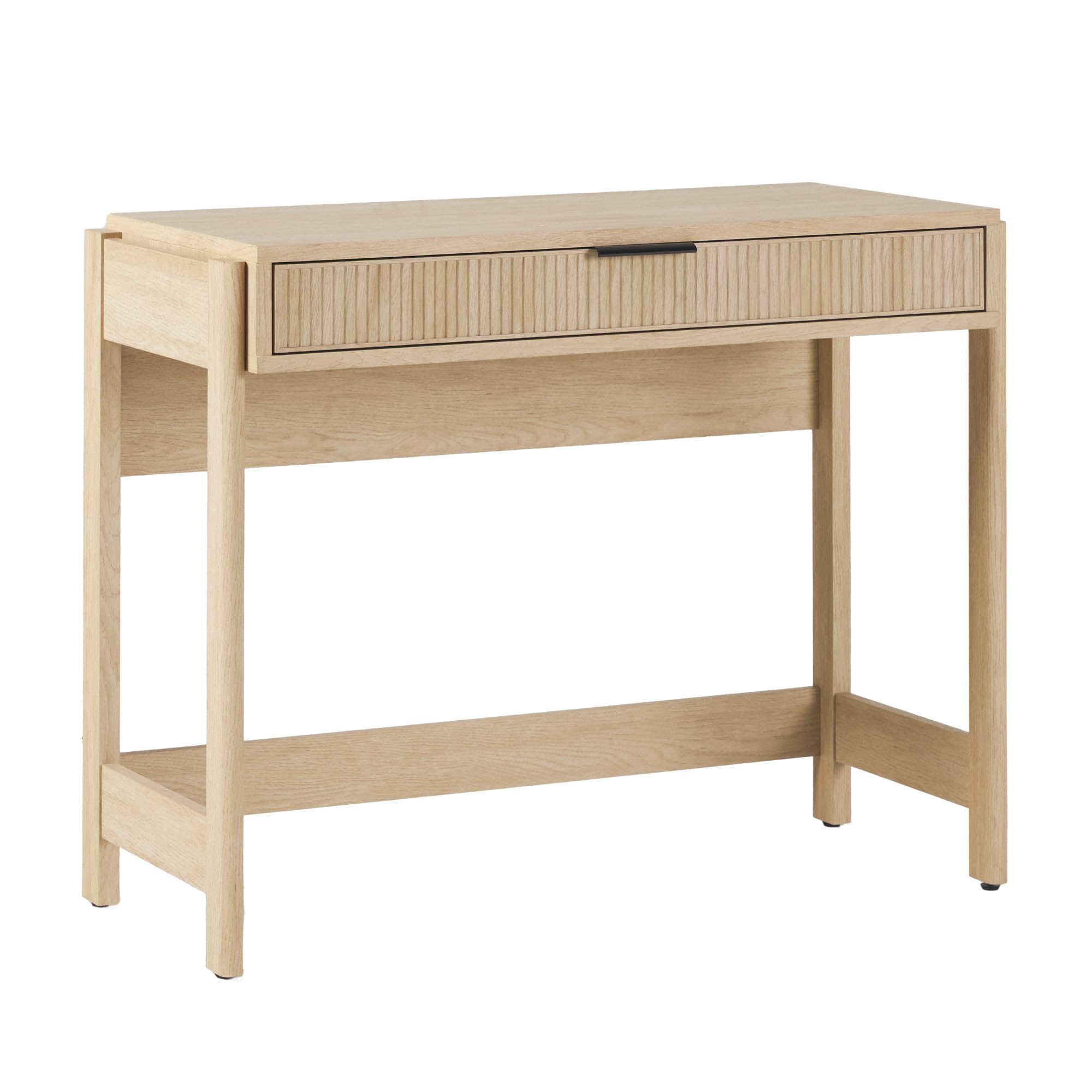 Walker Edison Transitional Office Design, Reeded Drawer Front Detail, Writing Desk with Drawer, Spacious Desktop, Complementary 