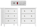IKENO Solid Wood Nightstand with 3 Drawers and Power Outlet, Tall Bedside Cabinet 16.8  D x 27.6  W x 26.8  H, Two Unites for Be