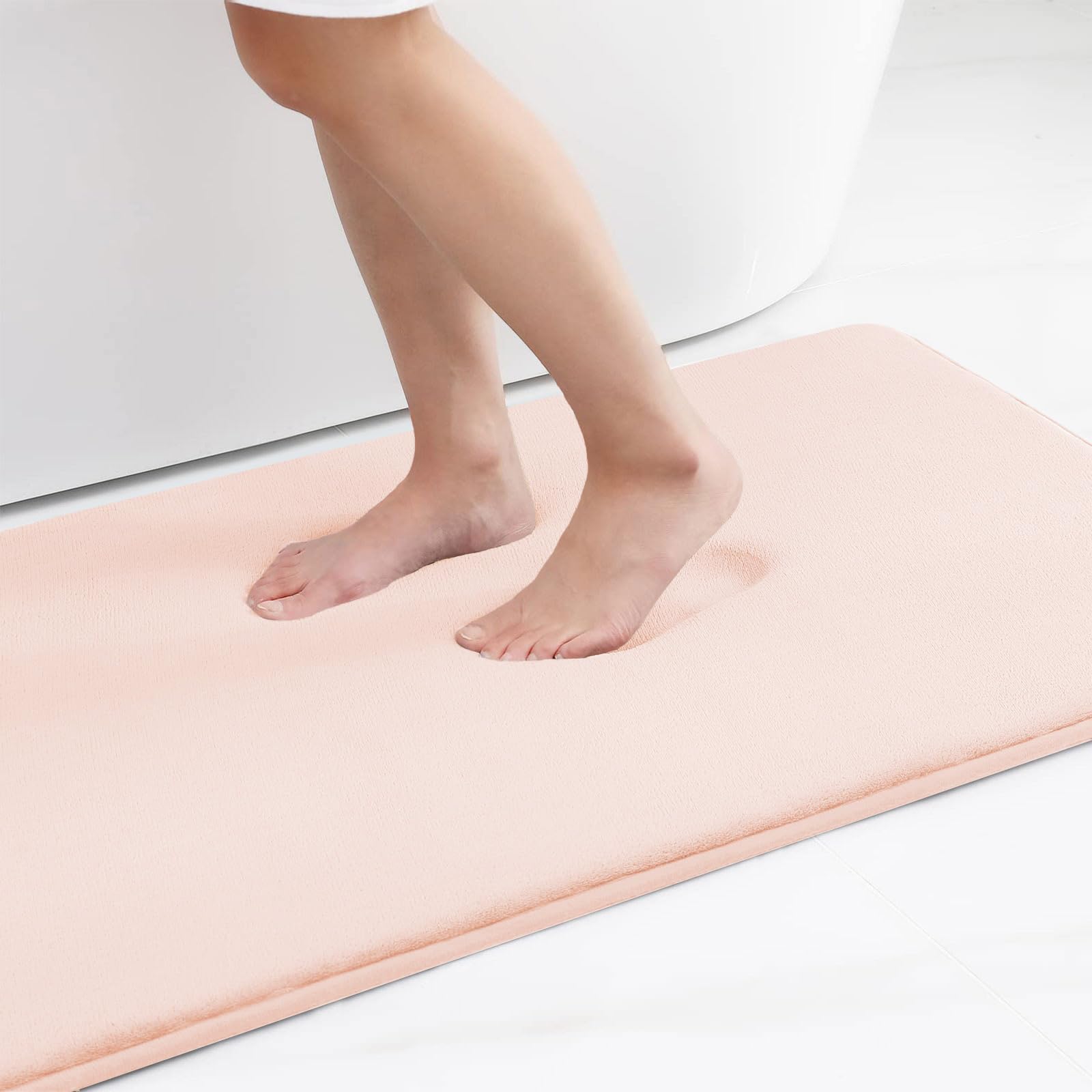 Smiry Memory Foam Bath Mat 36 x 24, Extra Soft Absorbent Bathroom Rugs Non Slip Bath Rug Runner for Shower Bathroom Floors, Pink
