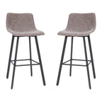 Flash Furniture Caleb Modern Commercial Barstools with Footrests - Gray LeatherSoft -30 Inch - Black Matte Iron Frame - Armless - Set of 2