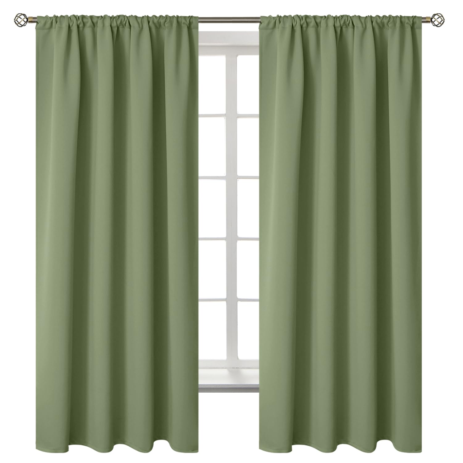 Bgment Olive Green Blackout Curtains 63 Inch Length For Bedroom - Rod Pocket Thermal Insulated Room Darkening Drapes For Living Room Office, 52 X 63 Inch, 2 Panels