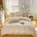 Cottonight Ivory Comforter Set Queen Beige White Bedding Comforter Set Full Off White Solid Blanket Quilts Cotton Modern Soft Br