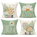 All Smiles Outdoor Green Spring Throw Pillow Covers 24X24 Set Of 4 Summer Decorative Cushion Cases Home D  Cor Flower Decoration