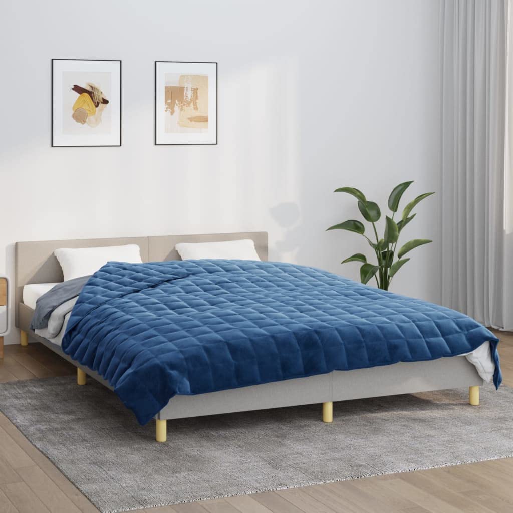 Vidaxl Weighed Blanket In Blue - Comfortable Brushed Polyester Microfiber, Hypoallergenic Glass Bead Filling, Even Pressure Distribution, Designed For A Calming Sleep