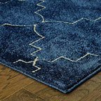 HomeRoots Navy Polypropylene, Polyester 5’ x 8’ Blue and Ivory Trellis Indoor Area Rug