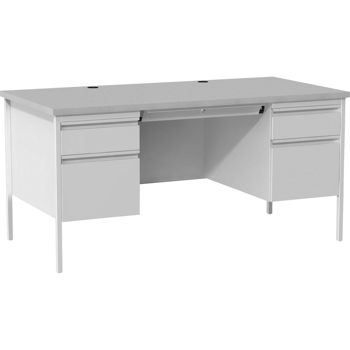 Lorell, LLR60935, Grey Double Pedestal Steel/Laminate Desk, 1 Each