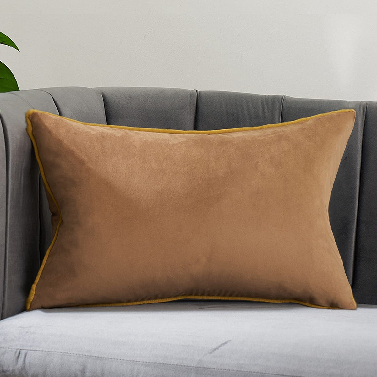 Avigers 12 X 20 Inches Brown Solid Cushion Case Luxury Modern Home Decor Lumbar Throw Pillow Cover Decorative Pillow For Couch L