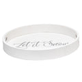 Elegant Designs Decorative 13.75'' Round Wood Serving Tray w/ Handles, ''Let it Snow''