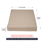 Covers & All Square Outdoor Cushion Covers For Patio Furniture Sets, Water, Tear & Uv Resistant Polyester Cushion Slipcover With Zippers (Pack Of 2) (32' L X 32' W X 4' Thick, Beige)