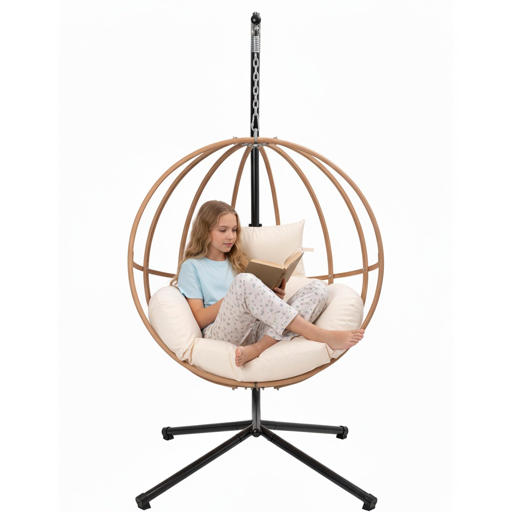 DAYARUS Egg Chairs Outdoor, Hanging Egg Chair with Stand, All Weather Swing Chair, Modern Swinging Egg Chairs Indoor, Metal Hang