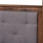 Baxton Studio Natasha King Size Grey Upholstered Walnut Finished Canopy Bed