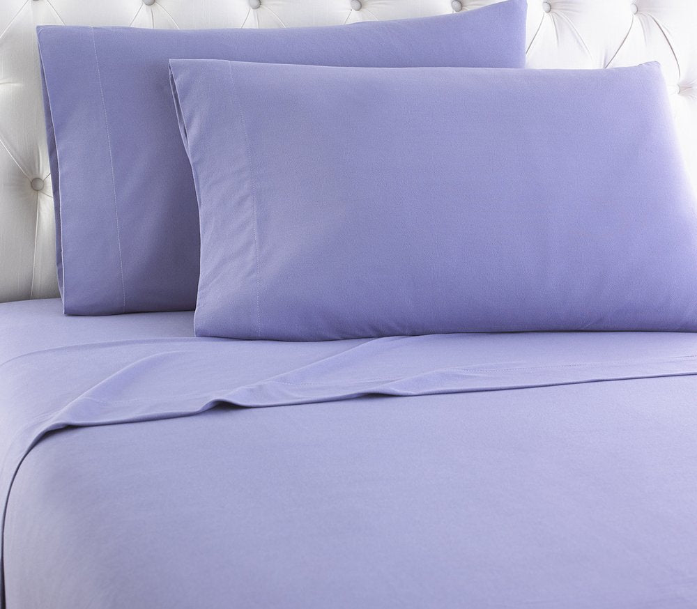 Shavel Home Products Micro Flannel Solid Sheet Set, Queen, Amethyst