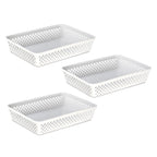 Glad Plastic Storage Basket Set - Multipurpose Drawer Trays, Kitchen Pantry Containers, And Bathroom Bins - 3 Pack Large Organizers, White