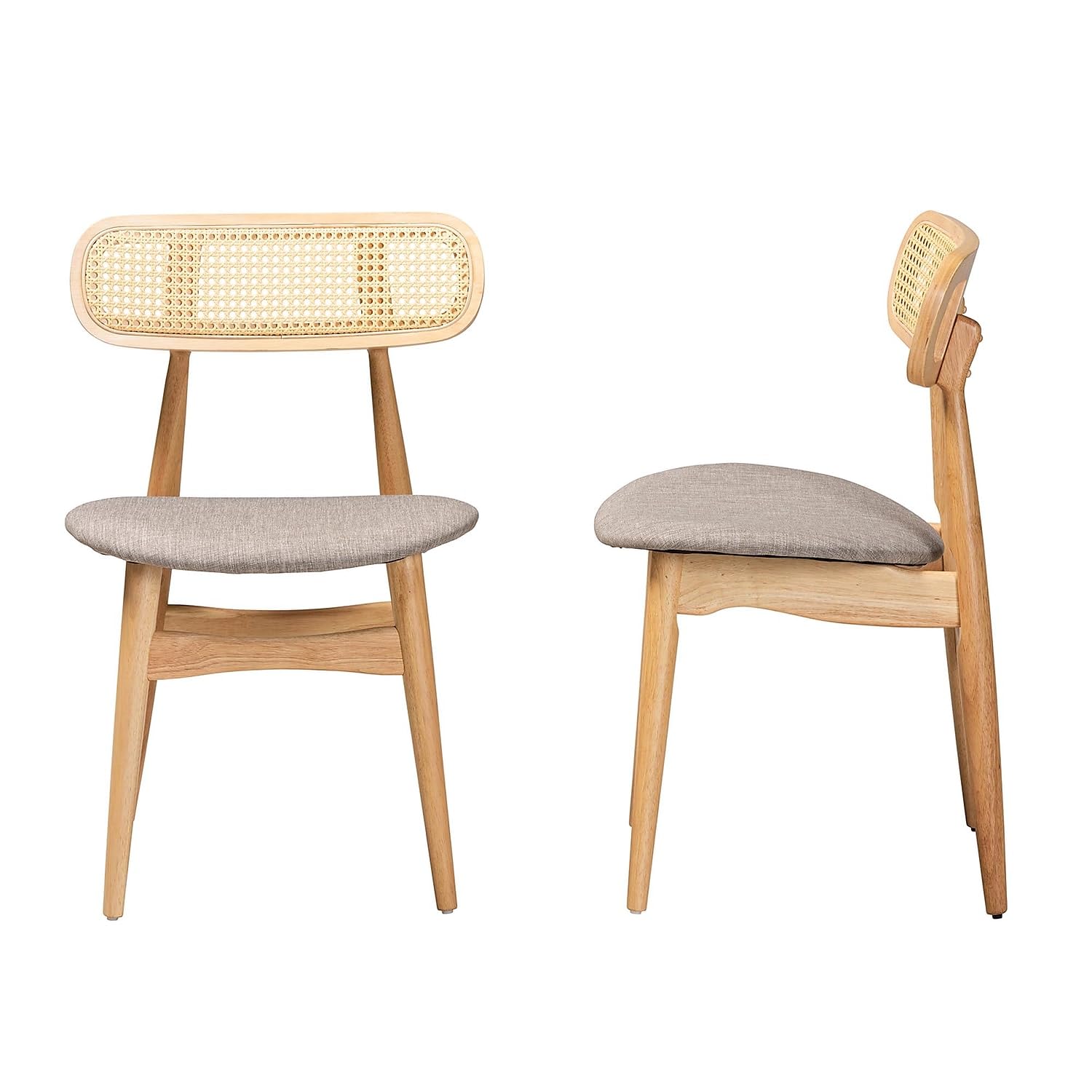 Baxton Studio Tarana Mid-Century Fabric Dining Chair, Grey/Natural Oak/Light Brown, 2/Set (234-2P-13293-HT)